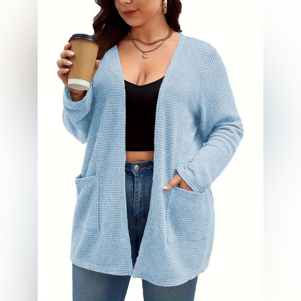 Plus Size Open Front Long Sleeve Knit Cardigan - Picture 5 of 10